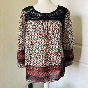 French Connection Lace Floral Peasant Blouse